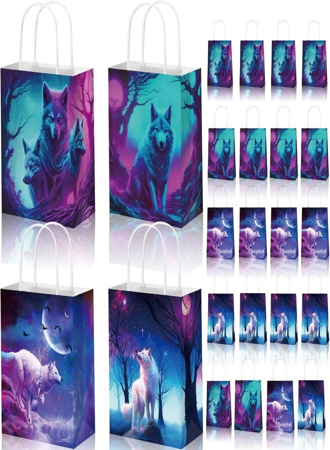 Bolsome 16Pcs Wolf Party Paper Gift Bags Wolf Candy Bags with Handles Wolf Goodie Favor Treat Bags for Wolf Theme Birthday Party Decorations - Image 1